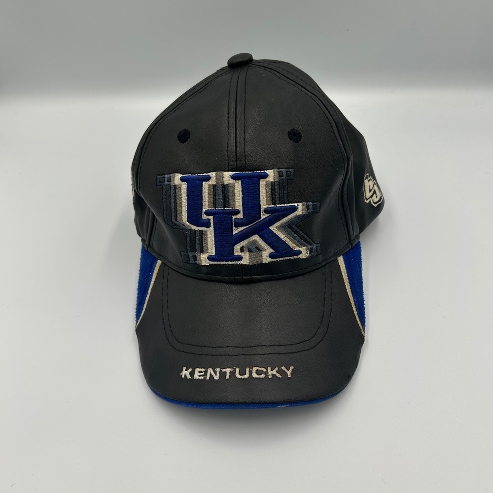 Kentucky Wildcats Baseball Cap Mens OSFA Black Blue Faux Leather Embroidered Hat